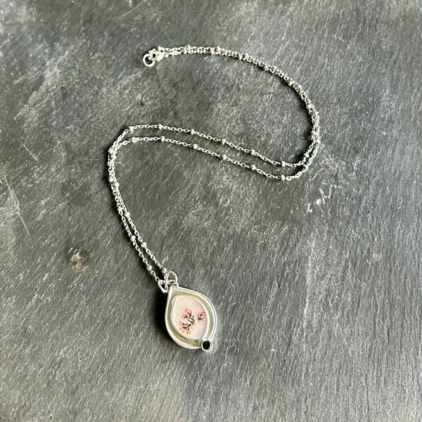Dendritic Agate Black Spinel Sterling Necklace by Kate Wells Crooked River Jewelry