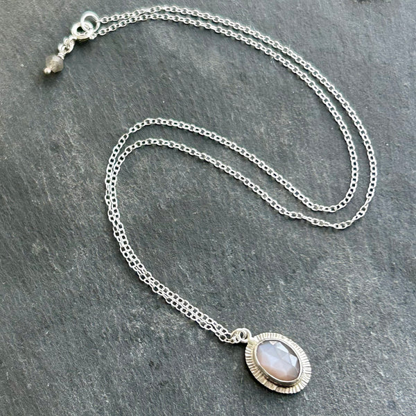 Grey Moonstone, Sterling Silver Necklace by Kate Wells Crooked River Jewelry