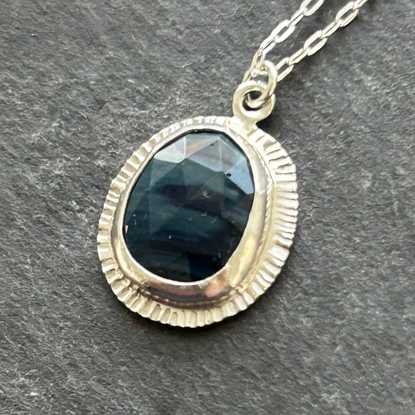 Blue Obsidian, Sterling Silver Necklace by Kate Wells Crooked River Jewelry