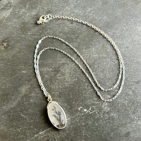 Dendritic Agate Sterling Silver Necklace by Kate Wells Crooked River Jewelry