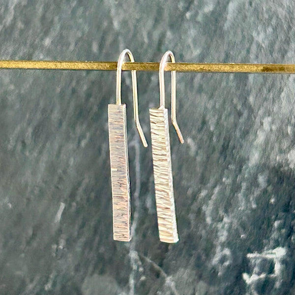 Textured Bar Sterling Silver Earrings by Kate Wells Crooked River Jewelry
