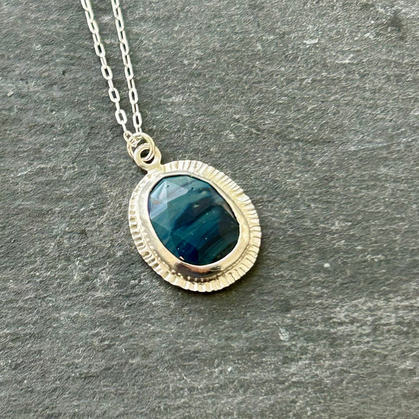 Blue Obsidian, Sterling Silver Necklace by Kate Wells Crooked River Jewelry