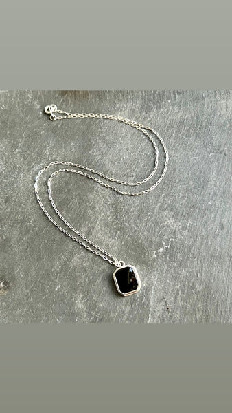 Black Agate Sterling Silver Necklace by Kate Wells Crooked River Jewelry