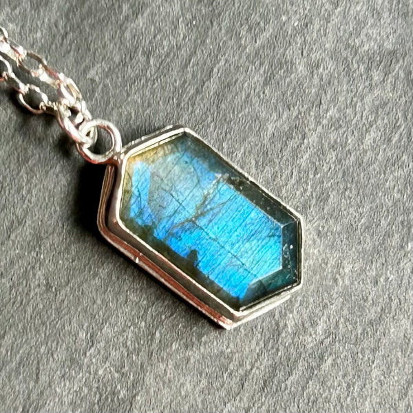 Labradorite Sterling Silver Necklace by Kate Wells Crooked River Jewelry