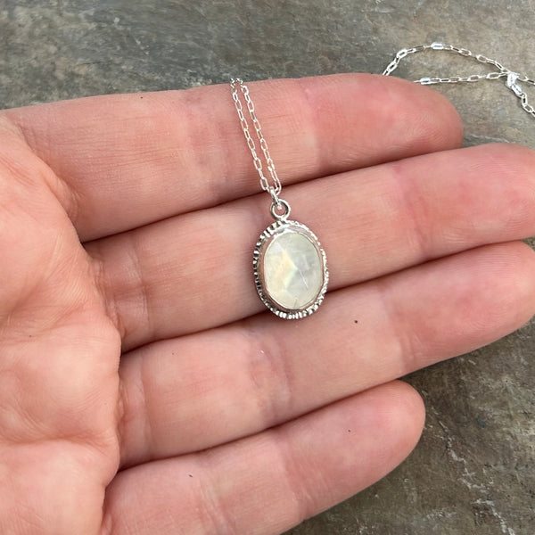 Rainbow Moonstone,  Sterling Silver  Necklace by Kate Wells Crooked River Jewelry