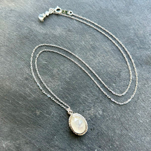 Rainbow Moonstone,  Sterling Silver  Necklace by Kate Wells Crooked River Jewelry