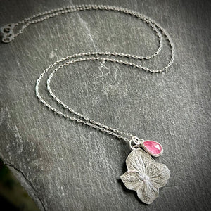 Fine Silver Hydrangea Tourmaline Necklace by Kate Wells Crooked River Jewelry