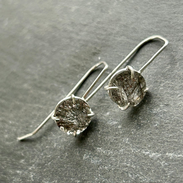Tourmalinated Quartz, Sterling Silver Earrings by Kate Wells Crooked River Jewelry