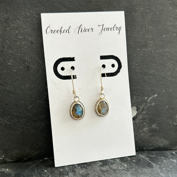 Labradorite, Sterling Silver Dangle Earrings by Kate Wells Crooked River Jewelry