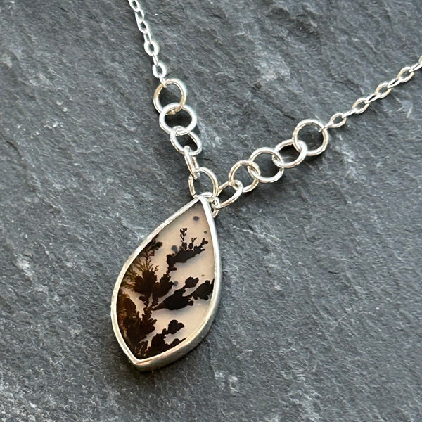 Dendritic Agate, Sterling Silver Necklace by Kate Wells Crooked River Jewelry