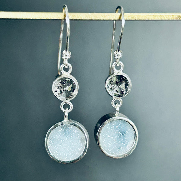 Quartz, Sterling Silver Dangle Earrings by Kate Wells Crooked River Jewelry