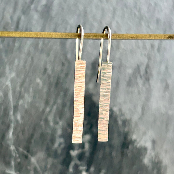 Textured Bar Sterling Silver Earrings by Kate Wells Crooked River Jewelry