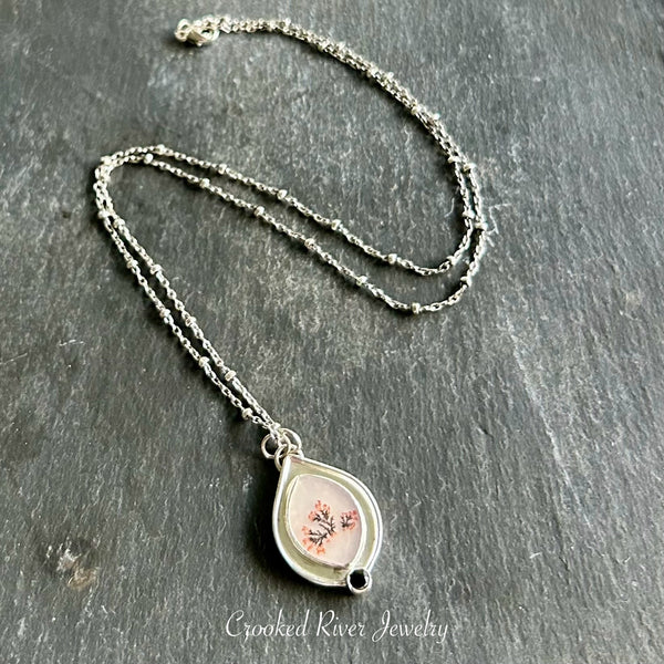 Dendritic Agate Black Spinel Sterling Necklace by Kate Wells Crooked River Jewelry