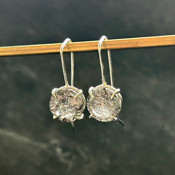 Tourmalinated Quartz, Sterling Silver Earrings by Kate Wells Crooked River Jewelry