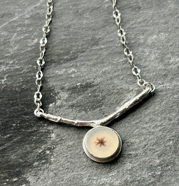 Dendritic Agate Fine Silver Branch Necklace by Kate Wells Crooked River Jewelry
