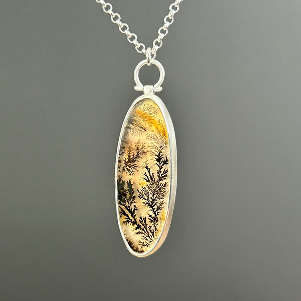 Dendritic Agate, Sterling Silver Necklace by Kate Wells Crooked River Jewelry