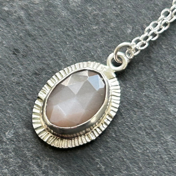 Grey Moonstone, Sterling Silver Necklace by Kate Wells Crooked River Jewelry