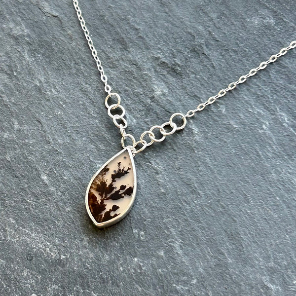 Dendritic Agate, Sterling Silver Necklace by Kate Wells Crooked River Jewelry