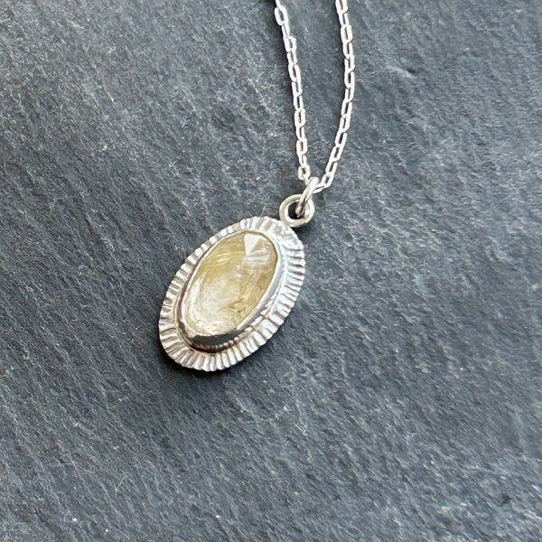 Rutilated Quartz, Sterling Silver Necklace by Kate Wells Crooked River Jewelry