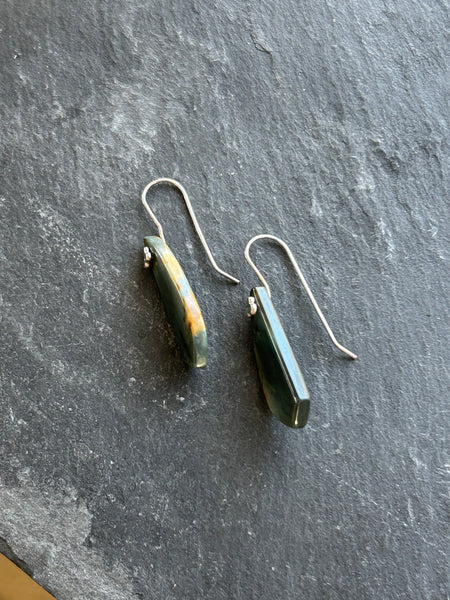 Imperial Jasper, Sterling Silver Earrings by Kate Wells Crooked River Jewelry