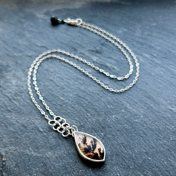 Dendritic Agate, Sterling Silver Necklace by Kate Wells Crooked River Jewelry