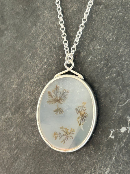 Dendritic Agate, Sterling Silver Necklace by Kate Wells Crooked River Jewelry