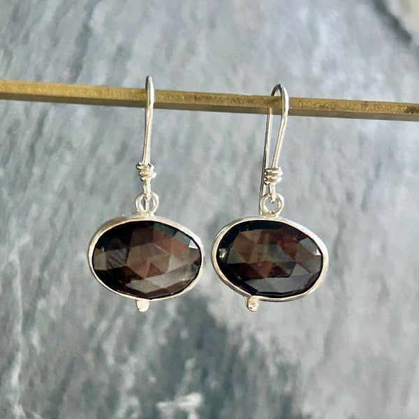 Sapphire, Sterling Silver Earrings by Kate Wells  Crooked River Jewerlry