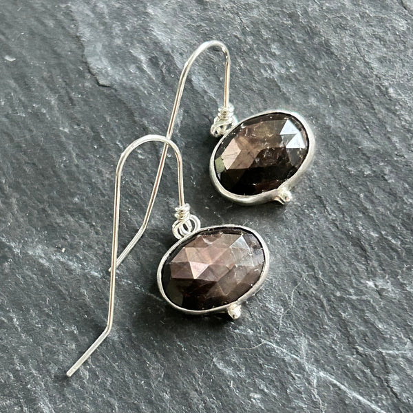 Sapphire, Sterling Silver Earrings by Kate Wells  Crooked River Jewerlry