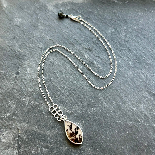 Dendritic Agate, Sterling Silver Necklace by Kate Wells Crooked River Jewelry
