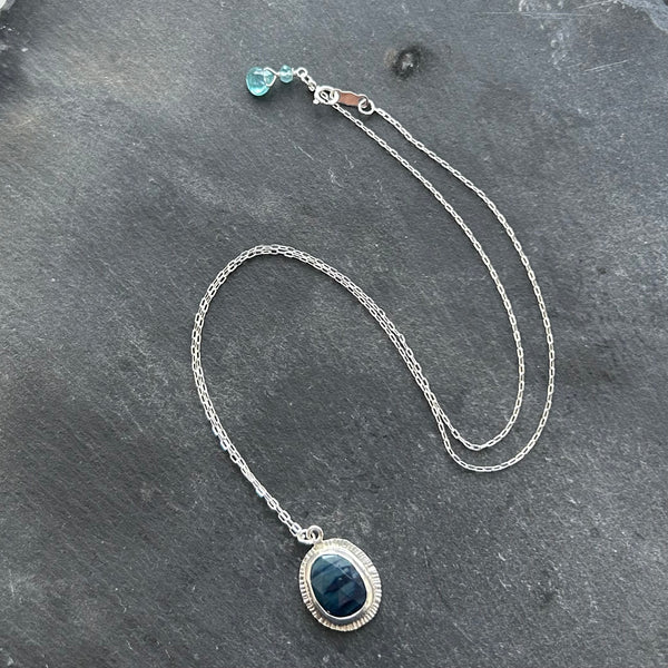 Blue Obsidian, Sterling Silver Necklace by Kate Wells Crooked River Jewelry