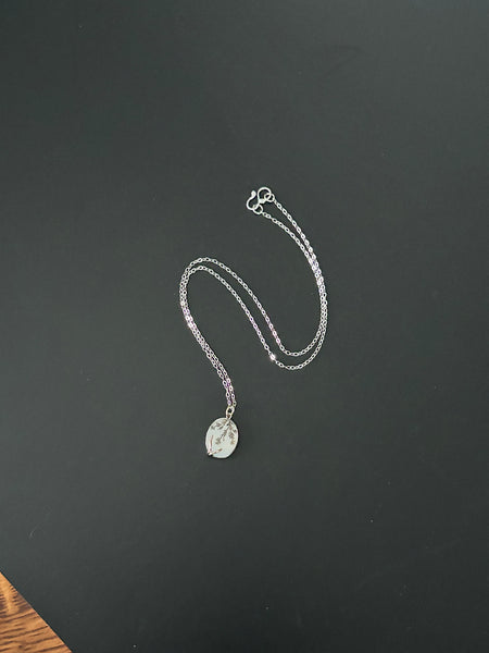 Dendritic Agate,18k, .925 Necklace by Kate Wells Crooked River Jewelry