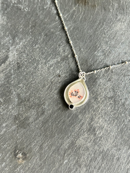 Dendritic Agate Black Spinel Sterling Necklace by Kate Wells Crooked River Jewelry