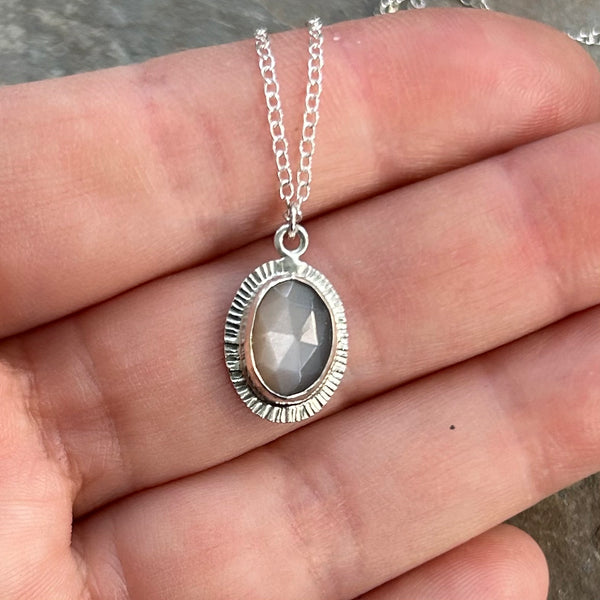 Grey Moonstone, Sterling Silver Necklace by Kate Wells Crooked River Jewelry