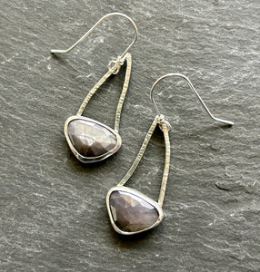 Grey Sapphire, .925 Sterling Silver Earrings by Kate Wells Crooked River Jewelry