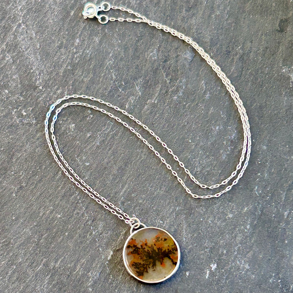 Dendritic Agate Sterling Silver Necklace by Kate Wells Crooked River Jewelry