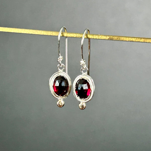 Garnet, 14k, Sterling Silver Earrings by Kate Wells Crooked River Jewelry