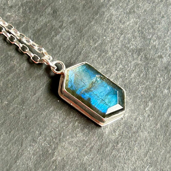 Labradorite Sterling Silver Necklace by Kate Wells Crooked River Jewelry
