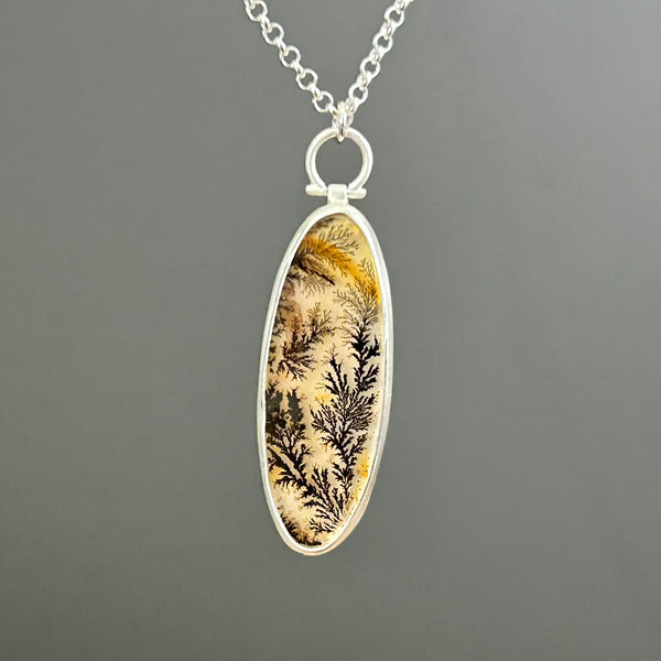 Dendritic Agate, Sterling Silver Necklace by Kate Wells Crooked River Jewelry