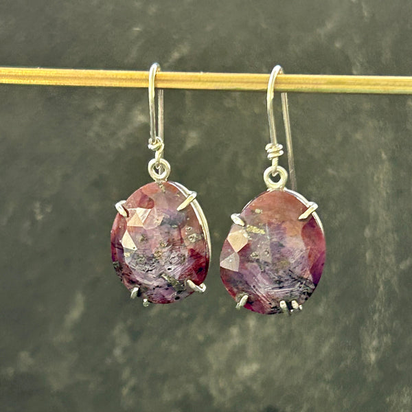 Pink Sapphire, Sterling Silver Earrings by Kate Wells Crooked River Jewelry
