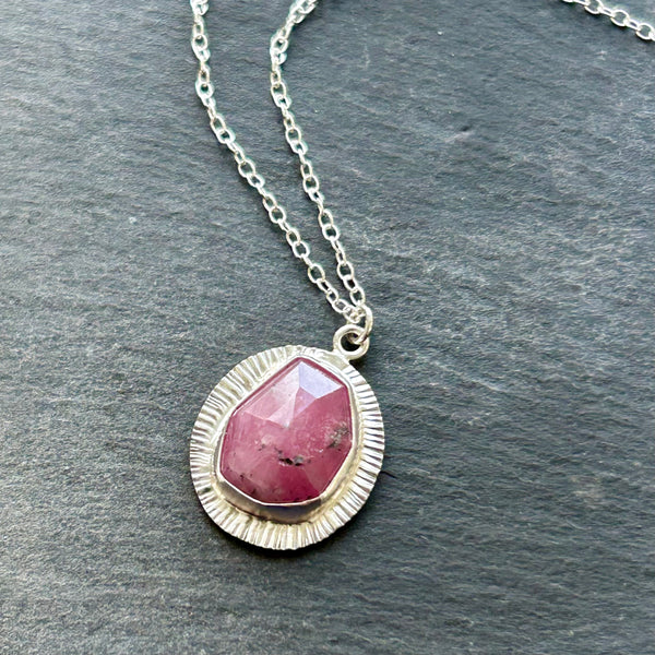 Pink Sapphire, Sterling Silver Necklace