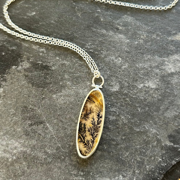 Dendritic Agate, Sterling Silver Necklace by Kate Wells Crooked River Jewelry