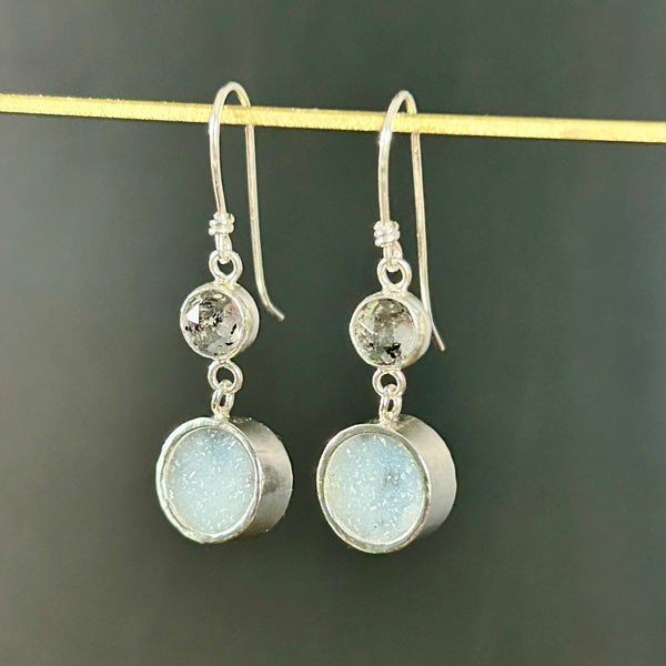 Quartz, Sterling Silver Dangle Earrings by Kate Wells Crooked River Jewelry