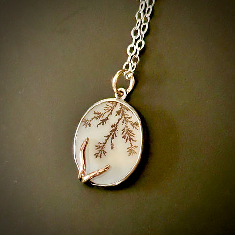 Dendritic Agate,18k, .925 Necklace by Kate Wells Crooked River Jewelry