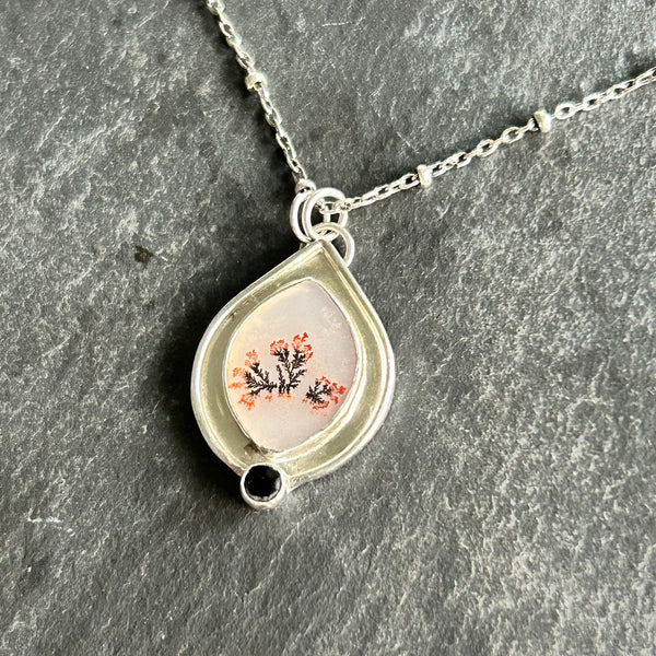 Dendritic Agate Black Spinel Sterling Necklace by Kate Wells Crooked River Jewelry