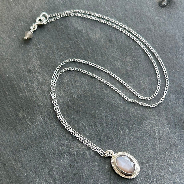 Grey Moonstone, Sterling Silver Necklace by Kate Wells Crooked River Jewelry