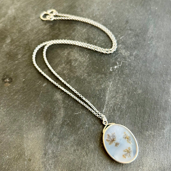 Dendritic Agate, Sterling Silver Necklace by Kate Wells Crooked River Jewelry