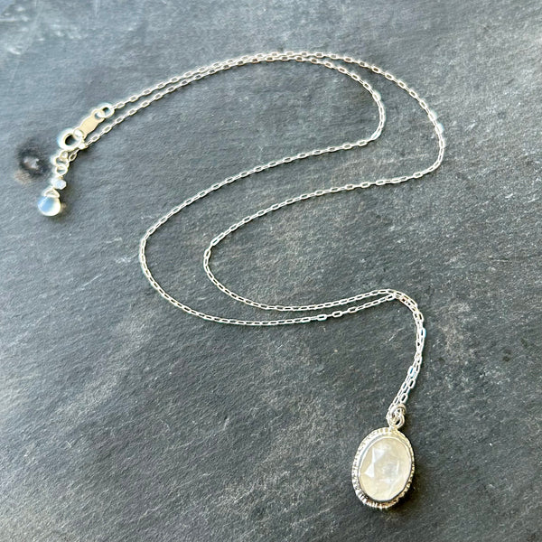 Rainbow Moonstone,  Sterling Silver  Necklace by Kate Wells Crooked River Jewelry