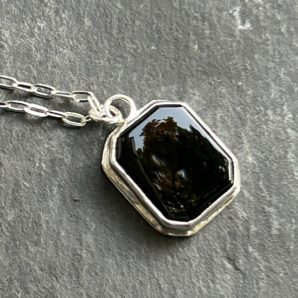 Black Agate, Sterling Silver Necklace by Kate Wells Crooked River Jewelry