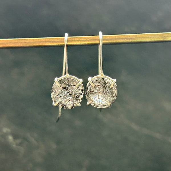 Tourmalinated Quartz, Sterling Silver Earrings by Kate Wells Crooked River Jewelry