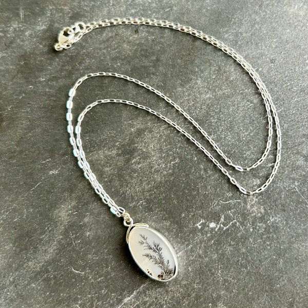 Dendritic Agate Sterling Silver Necklace by Kate Wells Crooked River Jewelry